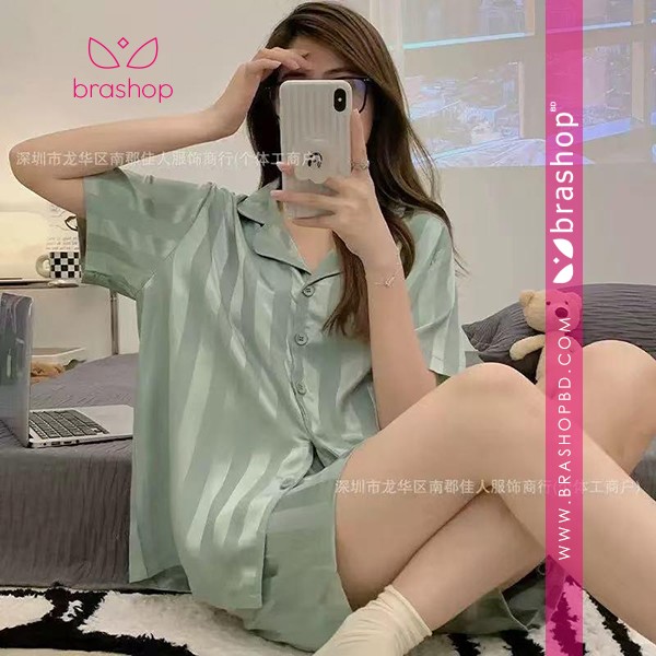 Home Wear Solid Striped Nightwear